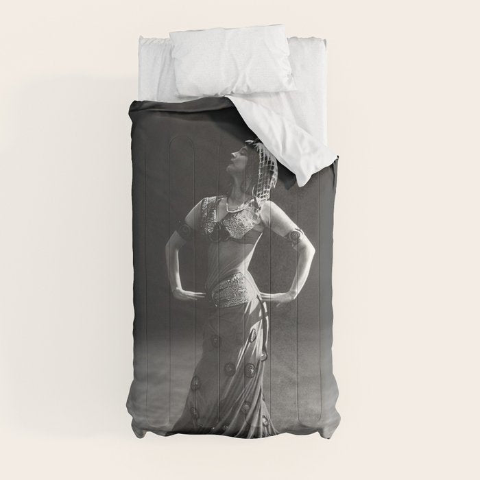 1920 Spanish Flamenco dancer vintage starlet Ruth St Denis black and white photograph  Comforter