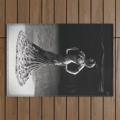 1920 Spanish Flamenco dancer vintage starlet Ruth St Denis black and white photograph  Outdoor Rug