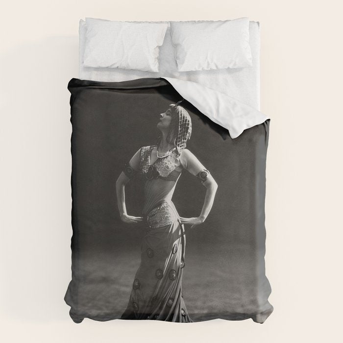 1920 Spanish Flamenco dancer vintage starlet Ruth St Denis black and white photograph  Duvet Cover