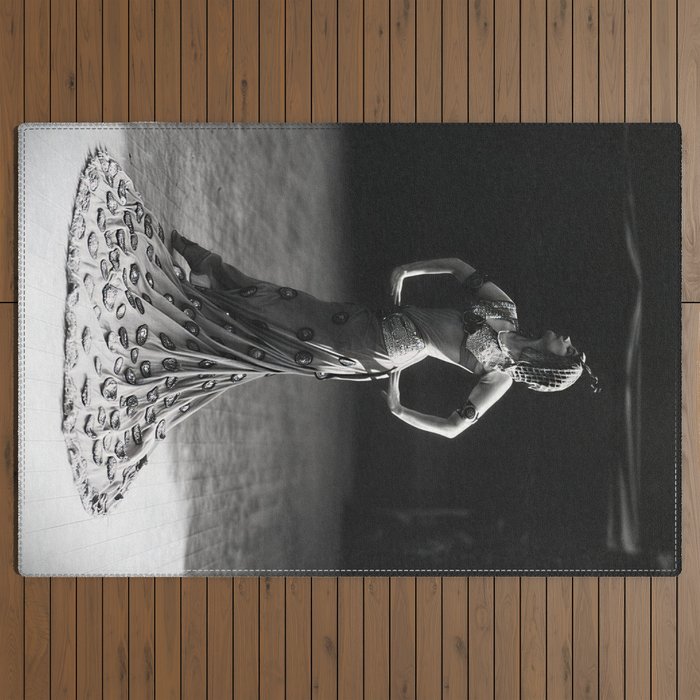 1920 Spanish Flamenco dancer vintage starlet Ruth St Denis black and white photograph  Outdoor Rug