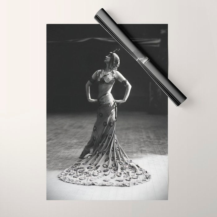 1920 Spanish Flamenco dancer vintage starlet Ruth St Denis black and white photograph  Wrapping Paper