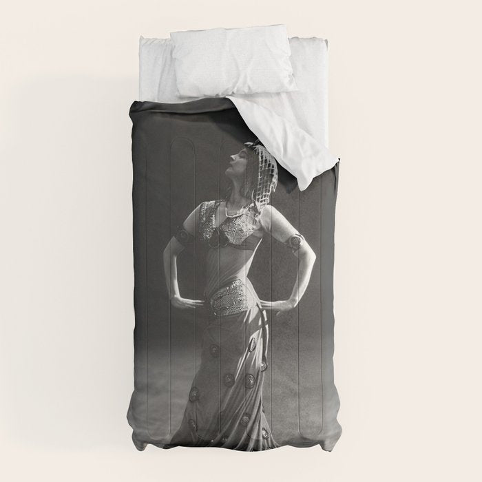 1920 Spanish Flamenco dancer vintage starlet Ruth St Denis black and white photograph  Comforter