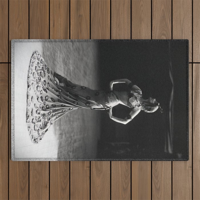 1920 Spanish Flamenco dancer vintage starlet Ruth St Denis black and white photograph  Outdoor Rug