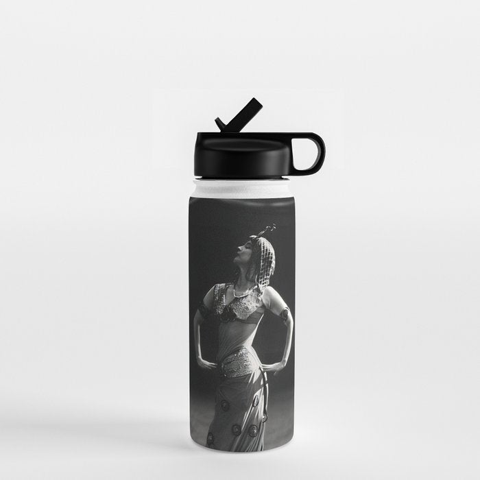 1920 Spanish Flamenco dancer vintage starlet Ruth St Denis black and white photograph  Water Bottle