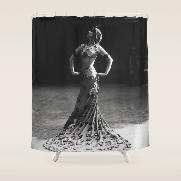 1920 Spanish Flamenco dancer vintage starlet Ruth St Denis black and white photograph  Shower Curtain