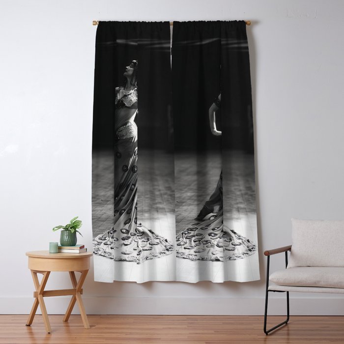 1920 Spanish Flamenco dancer vintage starlet Ruth St Denis black and white photograph  Window Curtain