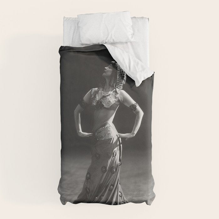 1920 Spanish Flamenco dancer vintage starlet Ruth St Denis black and white photograph  Duvet Cover