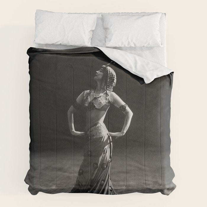 1920 Spanish Flamenco dancer vintage starlet Ruth St Denis black and white photograph  Comforter