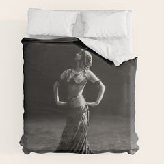 1920 Spanish Flamenco dancer vintage starlet Ruth St Denis black and white photograph  Duvet Cover