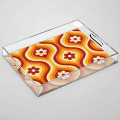 70s Groovy Daisy Ovals Pattern Acrylic Tray