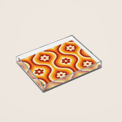 70s Groovy Daisy Ovals Pattern Acrylic Tray