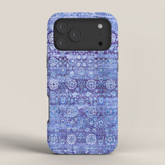 18th Century Isfahan Persian Rug Pattern in Blue iPhone Case