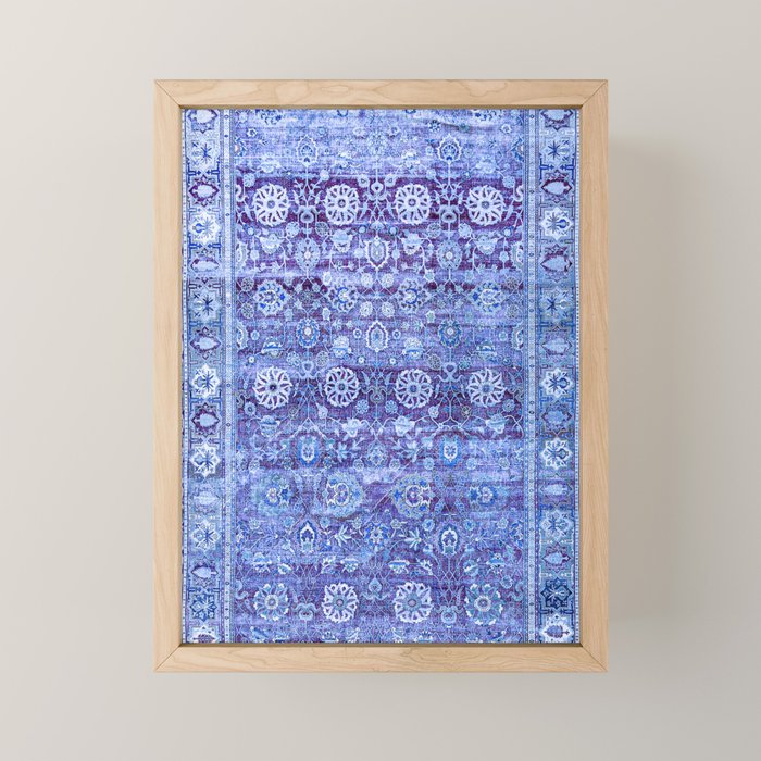 18th Century Isfahan Persian Rug Pattern in Blue Mini Art Print