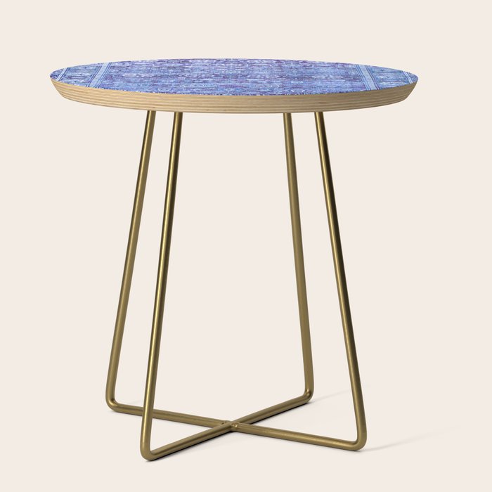 18th Century Isfahan Persian Rug Pattern in Blue Side Table