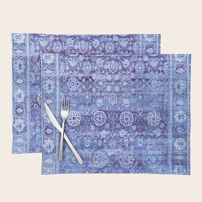 18th Century Isfahan Persian Rug Pattern in Blue Placemat