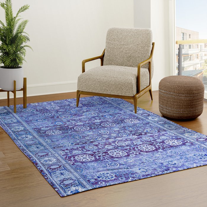 18th Century Isfahan Persian Rug Pattern in Blue Rug