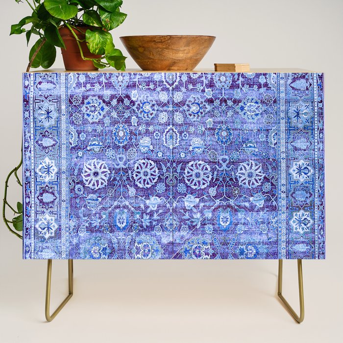 18th Century Isfahan Persian Rug Pattern in Blue Credenza
