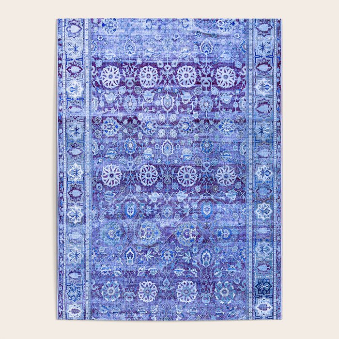 18th Century Isfahan Persian Rug Pattern in Blue Poster