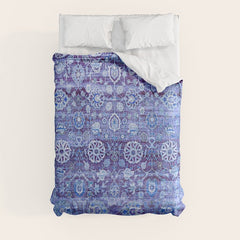 18th Century Isfahan Persian Rug Pattern in Blue Comforter