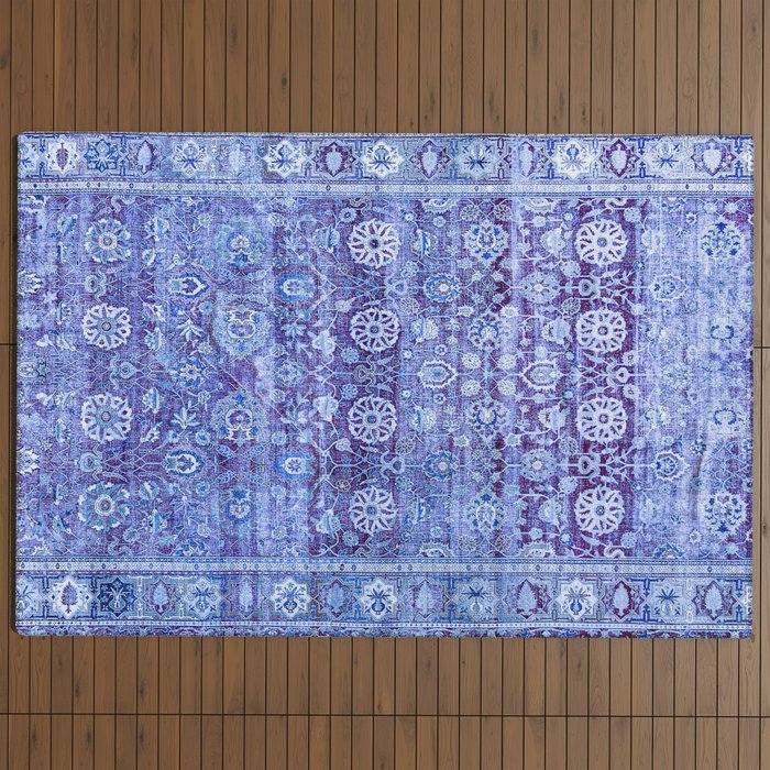 18th Century Isfahan Persian Rug Pattern in Blue Outdoor Rug