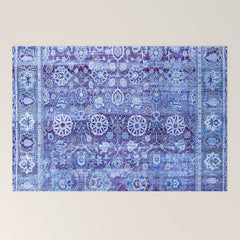 18th Century Isfahan Persian Rug Pattern in Blue Welcome Mat