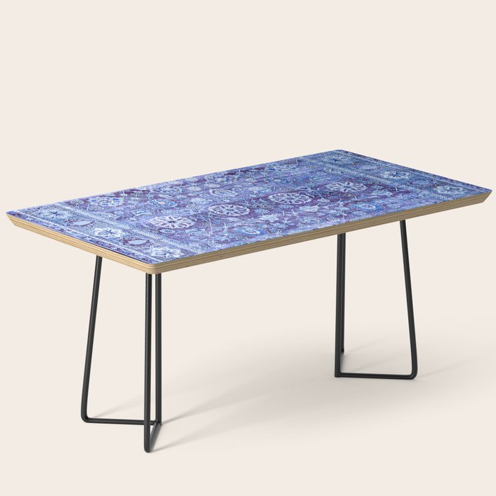 18th Century Isfahan Persian Rug Pattern in Blue Coffee Table