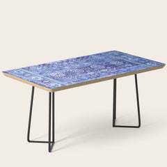 18th Century Isfahan Persian Rug Pattern in Blue Coffee Table