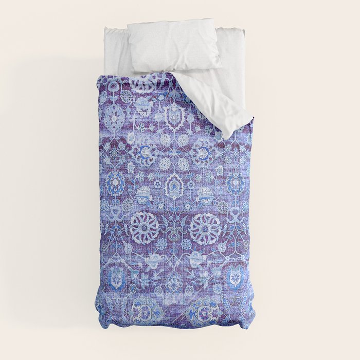 18th Century Isfahan Persian Rug Pattern in Blue Comforter