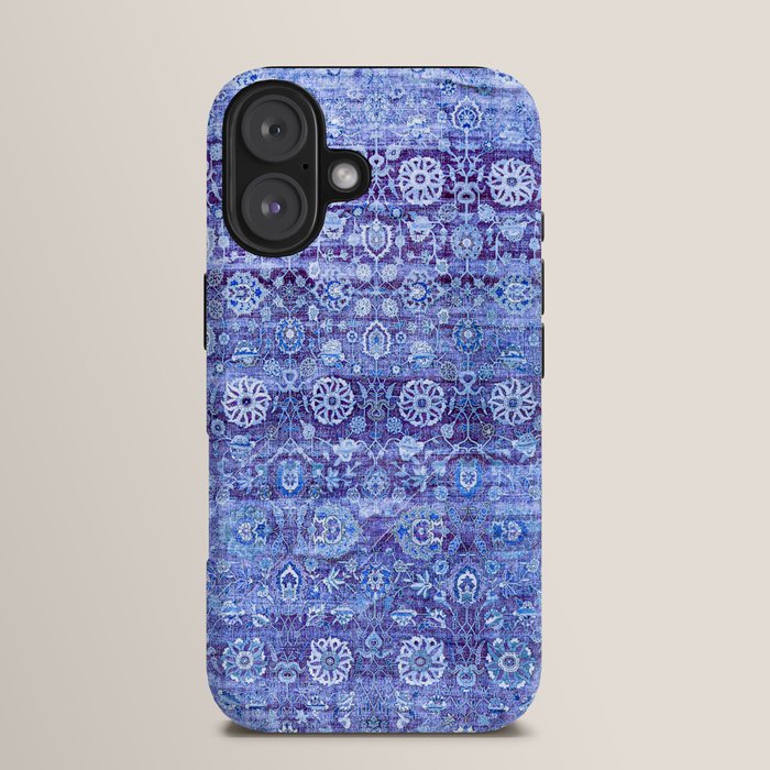 18th Century Isfahan Persian Rug Pattern in Blue iPhone Case