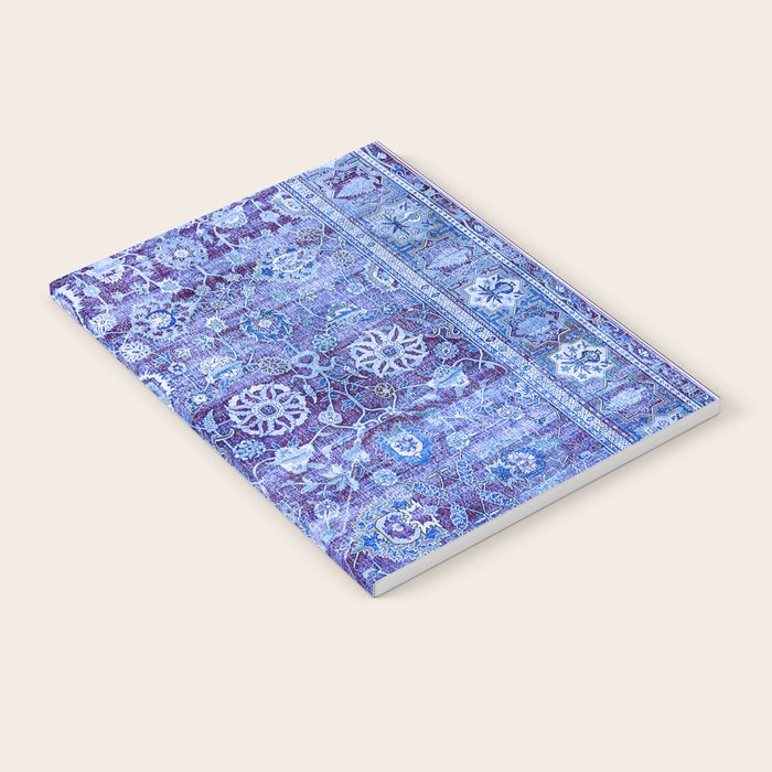 18th Century Isfahan Persian Rug Pattern in Blue Notebook
