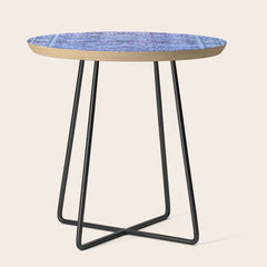 18th Century Isfahan Persian Rug Pattern in Blue Side Table