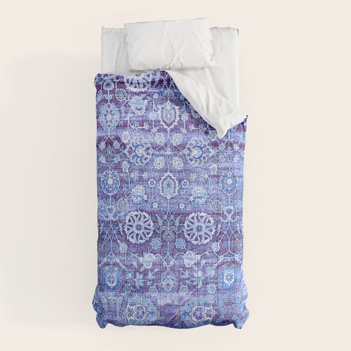 18th Century Isfahan Persian Rug Pattern in Blue Comforter