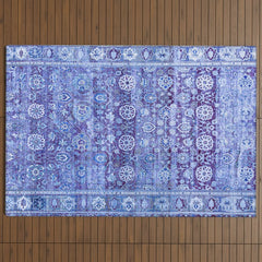 18th Century Isfahan Persian Rug Pattern in Blue Outdoor Rug