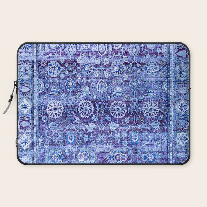 18th Century Isfahan Persian Rug Pattern in Blue Laptop Sleeve