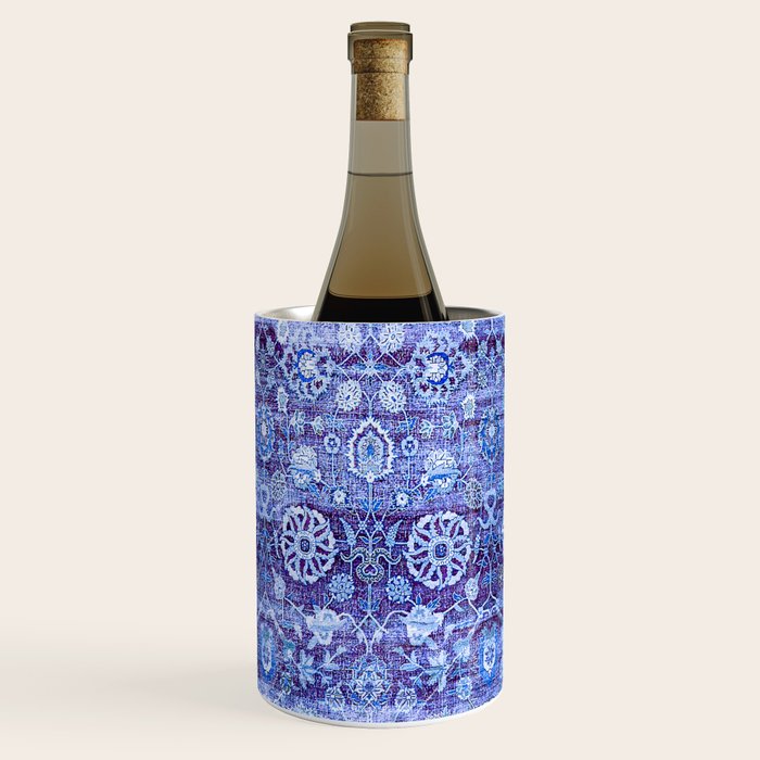 18th Century Isfahan Persian Rug Pattern in Blue Wine Chiller
