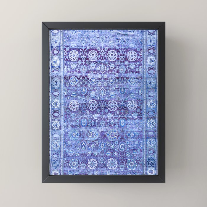 18th Century Isfahan Persian Rug Pattern in Blue Mini Art Print