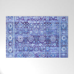 18th Century Isfahan Persian Rug Pattern in Blue Welcome Mat