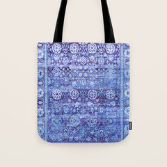 18th Century Isfahan Persian Rug Pattern in Blue Tote Bag