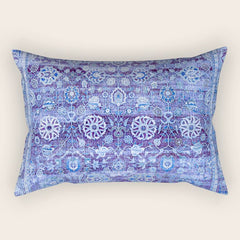 18th Century Isfahan Persian Rug Pattern in Blue Rectangular Pillow