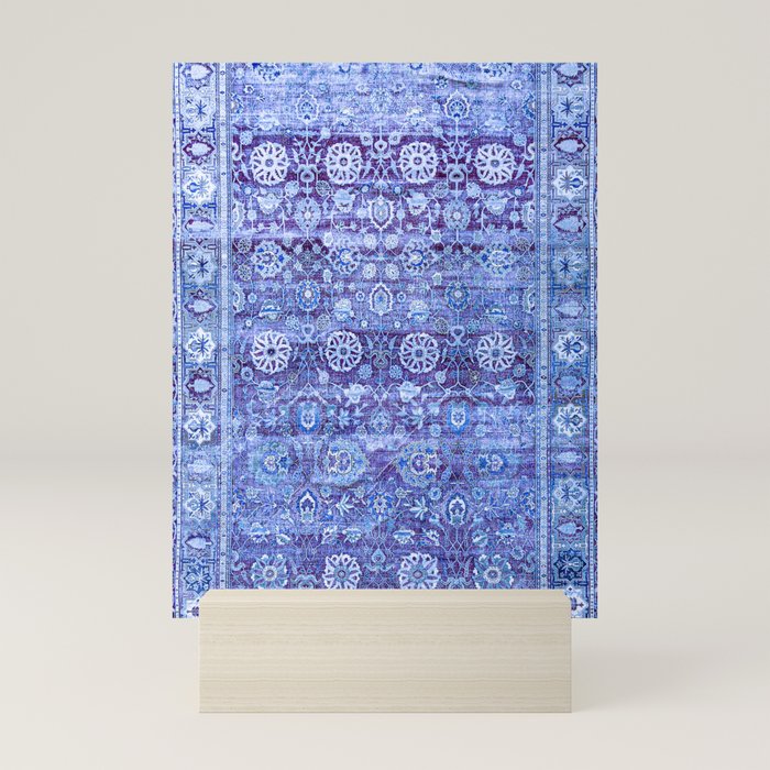 18th Century Isfahan Persian Rug Pattern in Blue Mini Art Print