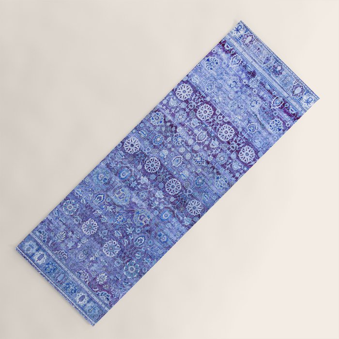 18th Century Isfahan Persian Rug Pattern in Blue Yoga Mat