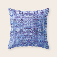 18th Century Isfahan Persian Rug Pattern in Blue Throw Pillow