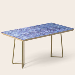 18th Century Isfahan Persian Rug Pattern in Blue Coffee Table