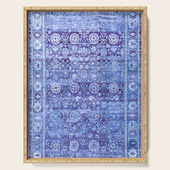 18th Century Isfahan Persian Rug Pattern in Blue Serving Tray