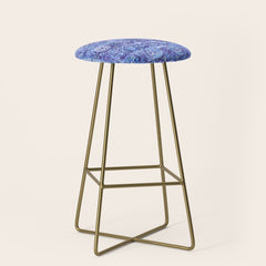 18th Century Isfahan Persian Rug Pattern in Blue Stool