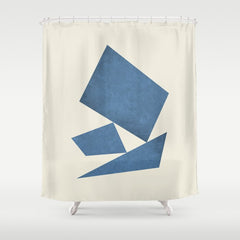 3 Forms Composition - Blue Shower Curtain