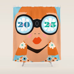 2025 Calendar - Seeking New Horizons Shower Curtain