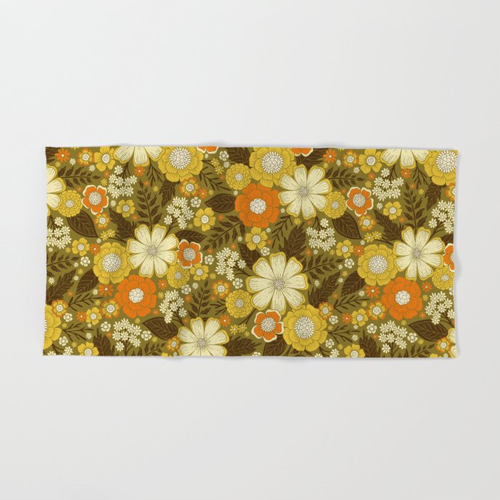 1970s Retro/Vintage Floral Pattern Bath Towel