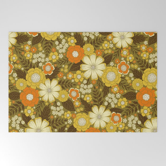 1970s Retro/Vintage Floral Pattern Welcome Mat