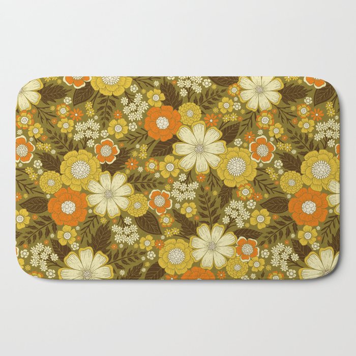 1970s Retro/Vintage Floral Pattern Bath Mat
